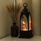 Eldnacele 12” Christmas Snow Globe Lantern Snowman with Music & Timer, USB Lined/Battery Operated Lighted Water Glittering Lantern for Christmas Festival Decoration Gifts – Santa