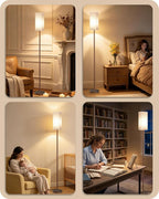 64.6" Floor Lamp, Pole with Foot Switch, Modern Standing Lamp Lampshade, Minimalist Freestanding Lamp (Bulb Not Included), for Living Room, Bedroom Office ETL Listed,Brown and Beige VE07LD05