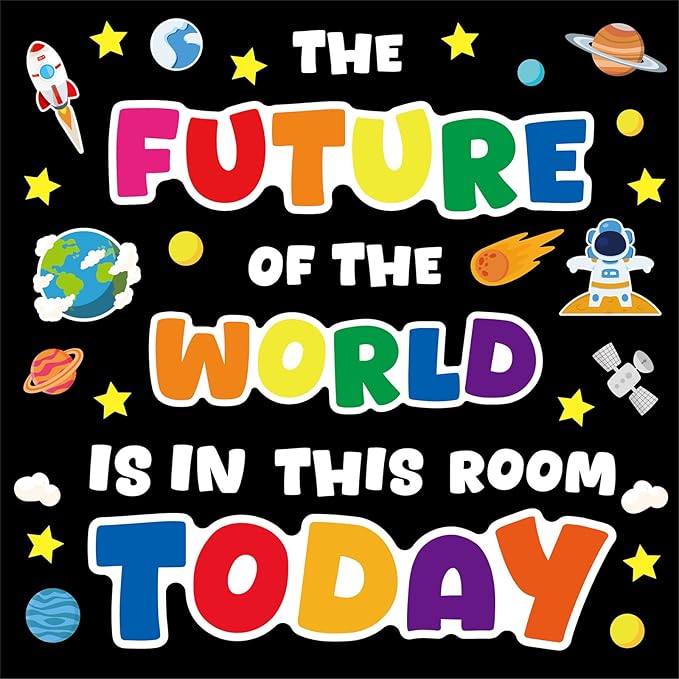 gisgfim Classroom Bulletin Board Decoration Set Wall Door Decor Colorful Classroom Decorations for Kindergarten Preschool Elementary Middle School(The Future of The World is in This Room)