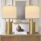 G-SAFAVA 20.5" Small Table Lamps for Living Room Lamp Set of 2 Ceramic Lamps for Bedroom Bedside Lamps Modern Boho Lamps for Night Stands Farmhouse Nightstand Lamp Side End Table Lamp, Gold