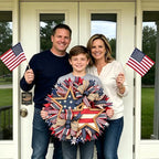 4th of July Decorations Outdoor Patriotic Wreaths for Front Door 250th Anniversary Decorations Red White and Blue American Flag Wreath (Patriotic Star)