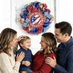 4th of July Decorations Outdoor Patriotic Wreaths for Front Door 250th Anniversary Decorations Red White and Blue American Flag Wreath (God Bless America 3)
