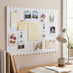 Yookeer Large Scalloped Felt Bulletin Board 36'' x 24'' Cork Board Alternative for Office Wall Decor 6 Pack with 25 Safe Removable Adhesive Tabs Push Pin, Felt Pin Boards for Home Office(Cream White)