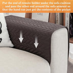 Sofa Armrest Organizer Arm Chair Caddy for Recliner, Remote Control Holder for Recliner, Non-Slip Armchair Caddy with 6 Pockets Storage for Magazine, Chocolate