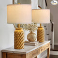 USumkky 20.5" Gold Modern Ceramic Bedside Lamp Set of 2 for Bedroom Decor Farmhouse Table Lamp for Living Room Office Dorm