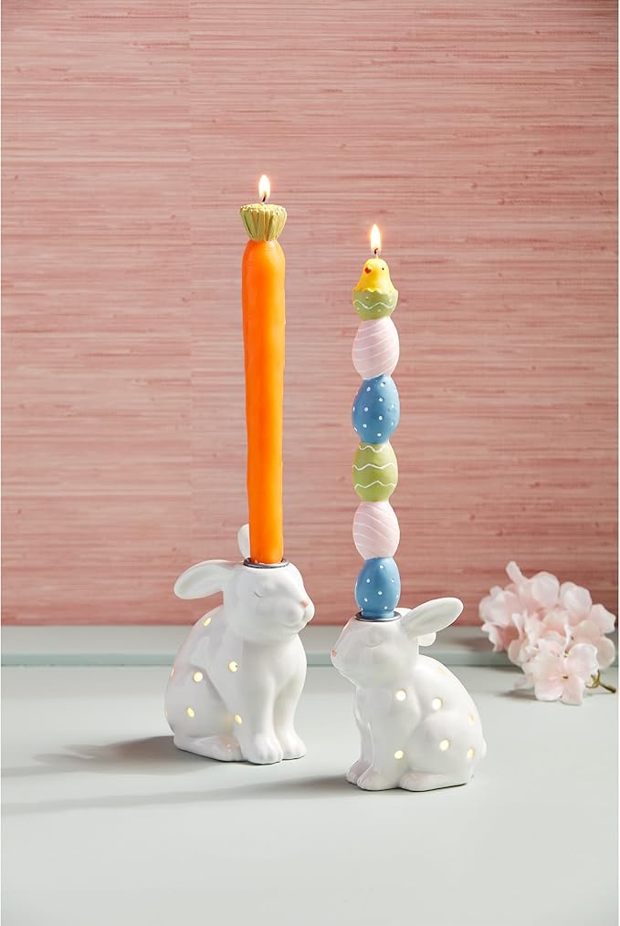 Mud Pie Led Bunny Taper Holder; Large 6" x 4 1/2"