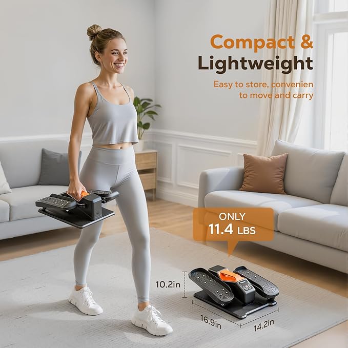 Under Desk Elliptical Machine, Electric Ellipse Leg Exercise as seen on TV, Quiet Seated Pedal Elliptical for Seniors with Remote Control for Home Office, 12 Adjustable Speeds