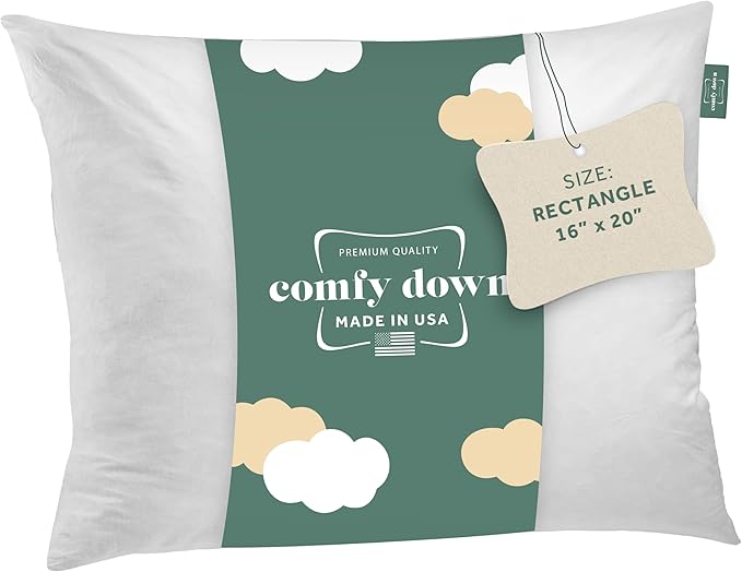 ComfyDown Decorative Throw Pillow Insert, Down and Feather Fill, 100% Cotton Cover, 233 Thread Count - Made in USA (16" X 20")