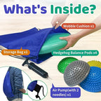 Wobble Cushion Set for Sensory Kids and Balance Training - Disc Plus 4 Pods, Board With Pump, Inflatable Stepping Pads for Adults
