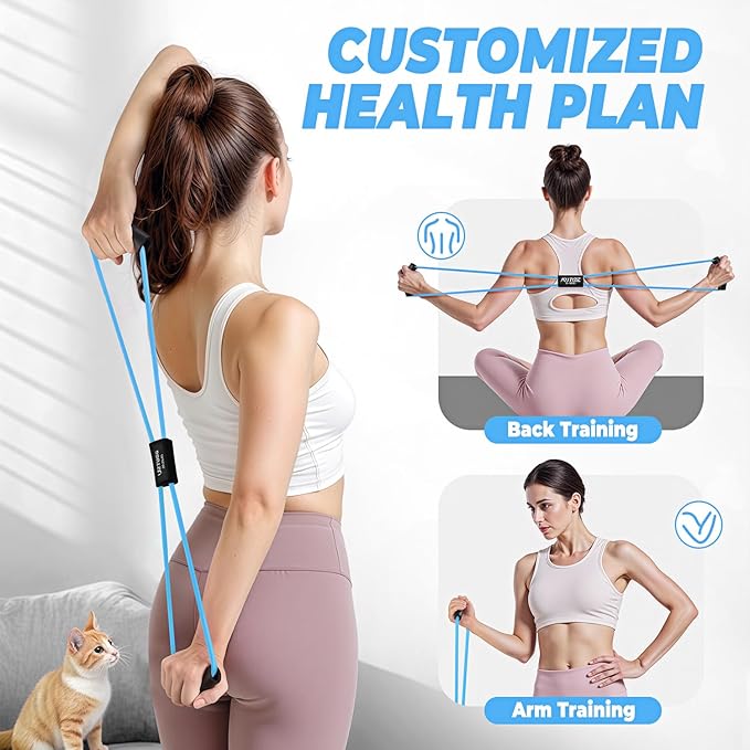 Figure 8 Resistance Bands for Women Men, Exercise Bands with Handles, 8 Shaped Resistance Bands for Back, Arm, Chest & Shoulder Workout, Home Gym Equipment for Yoga, Pilates, Physical Therapy