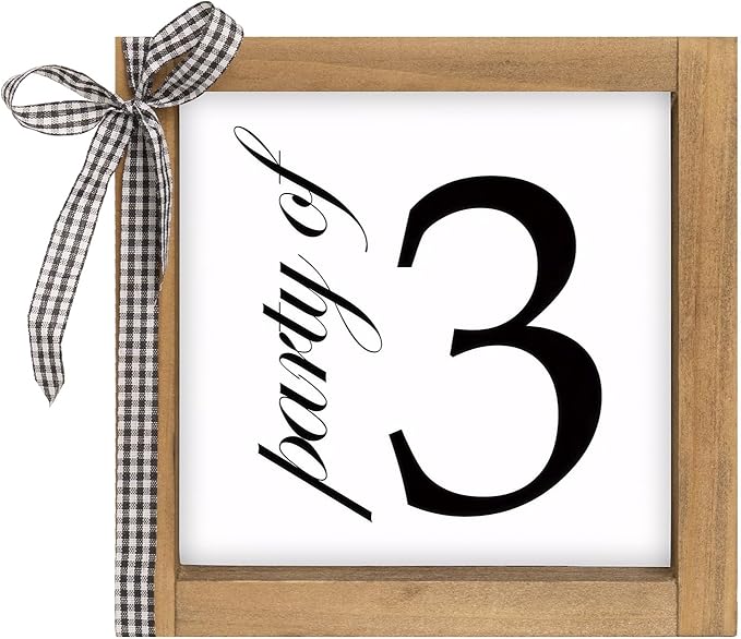 6 Inch Party of 3 Sign, Wooden Frame Family of 3 Decor, Rustic Gift for Family Indoor Table Tiered Tray Shelf Desk Farmhouse Home Decorations
