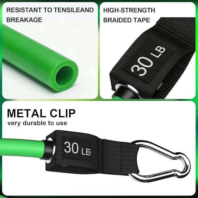 WHATAFIT Resistance Bands Set with Handles - Exercise Bands Home Gym Strength Training Equipment, Includes Door Anchor & Ankle Straps for Full Body Workout Bands, Physical Therapy - for Men and Women