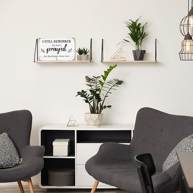 I Still Remember The Days I Prayed Sign Inspirational Table Blessed Signs Living Room Decor Wood Table Centerpieces Box Signs Farmhouse Decor House Prayer Wooden Rustic Gift for Bedroom Shelf(White)