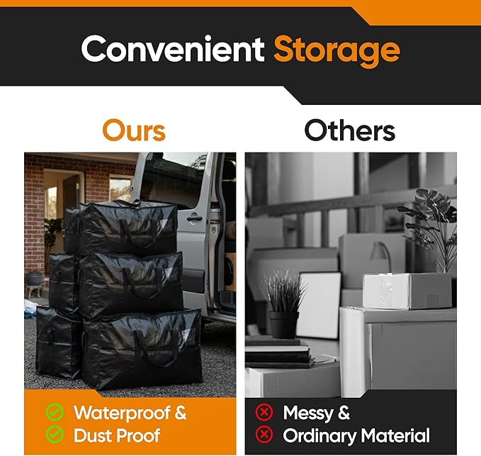 HOLDN’ STORAGE 10-Pack Moving Bags, Extra Large Storage Totes with Zipper Lids, Heavy-Duty Reusable for Clothes, Bedding, Books, Mixed 30 & 45 Gallon (5 Each)