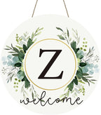 Monogram Letter Z Wreaths for Front Door Wreath Wooden Welcome Sign for Front Door Decor Floral Family Last Name Initial House Warming Spring Summer Porch Rustic Wall Home Kitchen Boho Decorations