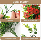 Artificial Hanging Flowers for Outdoors, 2 Pcs Fake Hanging Plant Spring Summer Decor, UV Resistant No Fade Realistic Faux Flower for Front Door Porch Planter Patio Garden Yard (Red)