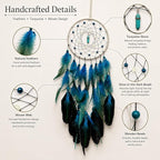 Blue Dream Catchers Luminous Dream Catcher for Boys Girls Kids Bedroom Handmade Nature Feather Decor Wall Hanging