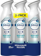 Febreze Air Mist, Air Freshener Spray, Odor Fighting Room Spray, Deodorizer for Home Bathroom Kitchen Office Apartment Dorm Room Classroom, Heavy Duty Crisp Clean Scent, 8.1oz (Pack of 3)