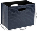 HofferRuffer Magazine Basket Holder, Foldable Magazine Rack, Document File Holder Organizer, File Folder, Newspaper Storage Bin Organizer for Home or Office (Dark Blue)