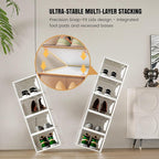 XL Large Stackable Shoe Boxes - Clear Plastic Shoe Storage Boxes with Magnetic Door, Thicken Shoe Organizer for Closet, Space Saving Foldable Shoe Containers Bins for Sneaker Boot - 6 Pack(White)