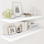 Vivelove 12 Deep Floating Shelves for Wall, 24/36/48/55 Inch Shelves for Room Wall Mounted, 2" Thick Floating Shelf for Living Room Bedroom Bathroom Kitchen Laundry Room, Set of 2 White