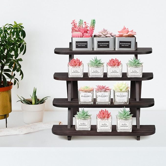 Wooden Cupcake Stand, 4 Tier Shelf Earring & Ring Holder Stands,Tiered Tray Stand Display Shelf Display Riser, Table Display Stand For Vendors, Perfume Organizer, Fragrance Shelf, Spice Rack