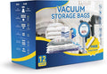 12 Jumbo Compression Storage Bags, Vacuum Storage Bags, Space Saver Bags for Comforters, Blankets, Bedding, Pillows and Clothes Storage, Hand Pump Included
