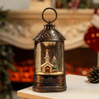 Christmas Snow Globe Lantern, Glitter Lighted Church Snow Globe with Music,Musical Christmas Decorations USB and Battery Operated, Christmas Decor