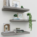 Upassion Floating Shelves for Wall Set of 3, 16" Gray Wall Shelves for Home Decor, Frame Display Floating Shelf for Living Room, Bedroom, Bathroom, Kitchen