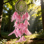 Pink Dream Catcher Wall Decor Handmade Feathers Dreamcatcher Wall Hanging Ornament Room Decor, Dream Catchers for Girls Kids Boys Bedroom Decor Art Craft Gift