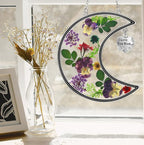 KY&BOSAM Moon Suncatcher Mom Gifts Stained Glass for Window Hangings Wind Chimes Decor with Pressed Real Flower and Metal I Love You Mom Heart Charm Birthday Gift for Women Mother`s Day Christmas