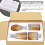 Mapoxy Glass Bud Vases Set of 4,Small Brown Flower Vases for Wedding Centerpiece Table Decorations,Clear Vintage Embossed Mini Vases,Flower Arrangements in Vases for Party or Home Decor