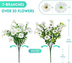Artificial Flowers for Outdoors Faux Plants Outside Indoor,Realistic UV Resistant Silk Fake Daisy Petunias for Home Patio Garden Back Yard Front Poch Decor Spring Summer(12 Bunches,White)