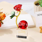 YWHL 40th Wedding Anniversary Rose Gifts for Parents, 40 Years Happy Anniversary Ruby Wedding Gift for Couples, Crystal Rose Figurine with Red Diamond, Romantic Valentines Day Present for Wife