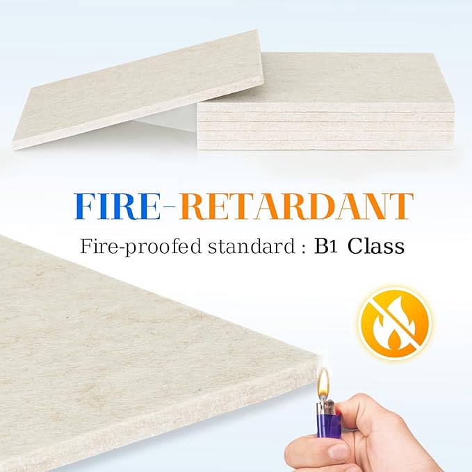 DOLLAR BOSS Felt Cork Board Tiles, 6 Packs 12" x 12" 1/2" Thick Cork Bulletin Board Adhesive Acoustic Panels Soundproof Corkboards for Walls with 60 Pushpins for Home Office Kitchen School, Beige