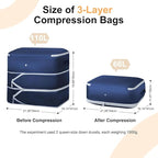 DIMJ Comforter Storage Bag - 110L Ultra Space Saving Self Compression Organize 6 Pack for Duvet, Pillow, Bedding, Blanket Storage Organizer Nylon Compression Bags