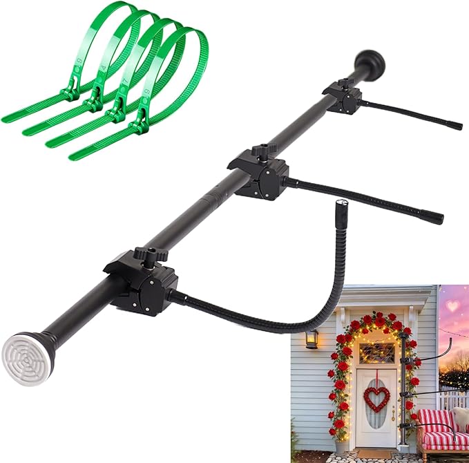 Easter Wreath Garland Hanger for Front Door , Adjustable Fits 18"- 51" Door Widths , Heavy-Duty Valentine Daily Decoration Holder for Wreaths, Lights & More , No Screws, Drilling, No Damage Door
