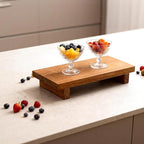 Small Wood Pedestal Stand - Wooden Bathroom Counter Decor - Home Decor Coffee Bar Accessories for Vanity, Counter, Sink