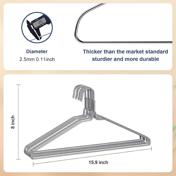 SPECILITE Wire Metal Clothes Hangers Bulk 300 Pack for Standard Size Suits, Coats, Shirts, Pants, Skirts, Space Saving, Non Slip,16 Inch 12 Gauge Ultra Thin, Silver