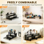 Funfery Acrylic Display Risers, 2 Set(7.8"L~8.2"L~8.6"L) Display Shelf for Figure, Collectibles, Cupcake, Black Acrylic Stands for Dessert, Jewelry, Candy Showcase, 3 Tier Action Figure Stand Holder