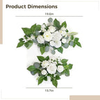 Faux Floral Swags for Weddings - Set of 2 White Artificial Flowers for Ceremony Signs and Reception Decor