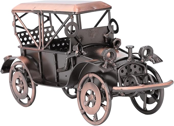 Keenso Vintage Collectible Vehicle, Retro Classic Car Model Ornament, Industrial Design Handcrafted Decoration Collections, for Office and Home Display (Antique Bronze
