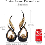 2 PCS Black Gold Ceramic Statues For Home Decor Accents, Modern Abstract Art Sculptures, Elegant Tabletop Decorative Objects For Dining Room, Entryway, Tv Stand, Mantel, Coffee Table Centerpieces