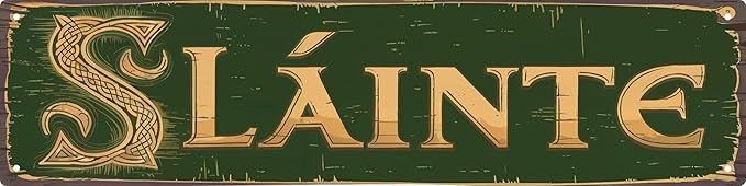 Vintage Irish Slainte Cheers Metal Sign 4x16 In Retro Beer Wall Decor For Man Cave Bar And Home Metal Outdoor Decor