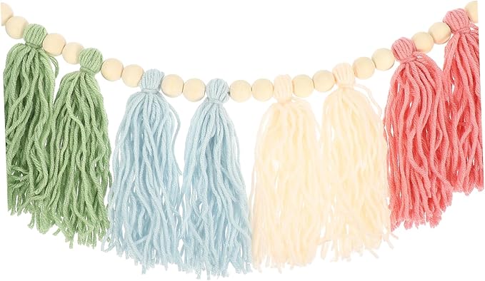 PRETYZOOM Beads Wall Hanging Decor Hand Woven Tassel Pendant for Home Decoration Indoor Wall Art Accent Present for Housewarming and Special Occasions