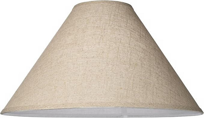 Empire Lamp Shade Fine Burlap Beige Large 6" Top x 21" Bottom x 13.5" High Spider Fitting with Replacement Harp and Finial