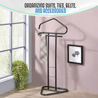 Kings Brand Furniture - Kalblins Metal Clothing Wardrobe Suit Valet Rack Stand, Black