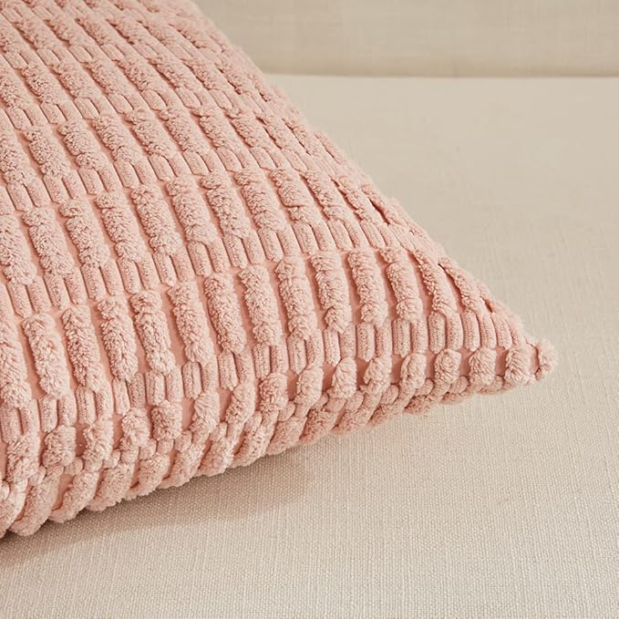 Fancy Homi 4 Packs Decorative Throw Pillow Covers for Living Room Couch Bed, Modern Farmhouse Boho Home Décor Accent Cushion Case, 20" x 12", Blush Pink