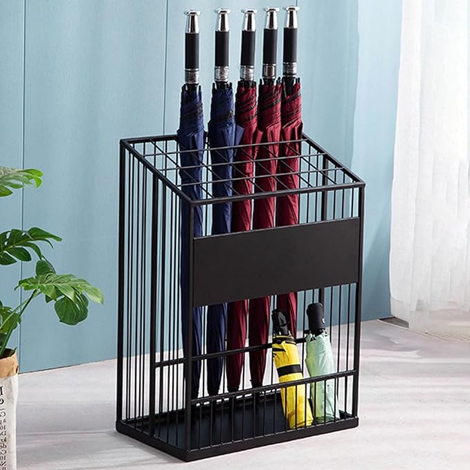 Umbrella Stand Hallway Entryway Storage Rack Umbrella Holder Large Capacity Metal Umbrella Holder Stand, Freestanding Umbrella Storage Stand with Four Non-Slip Feet, Canes Walking Sticks Swords(Black,