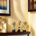 aboxoo Large Size 3 Pcs Thinker Statue, Silence is Gold, See No Evil Hear No Evil Speak No Evil Statues, Modern Resin Sculptures Decor for Living Room Home, Office, Study (Gold)